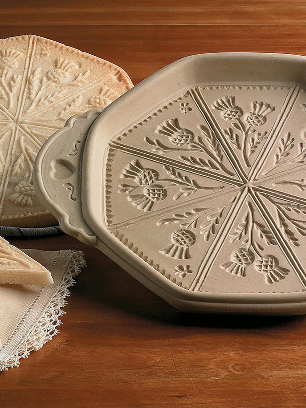 NEW Thistle Cookie Mold Stoneware With Recipe Booklet
